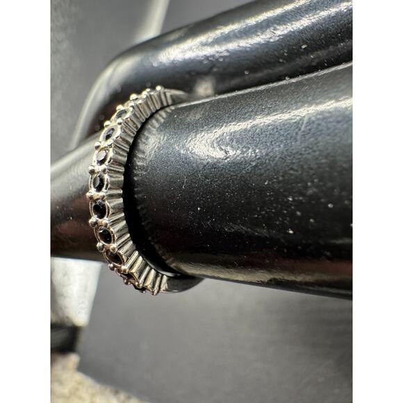 Swarovski Black Crystal Rhodium Plated Eternity Band Ring Size 7 Stackable - Picture 3 of 10